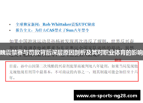魏震禁赛与罚款背后深层原因剖析及其对职业体育的影响 魏震禁赛与罚款背后深层原因剖析及其对职业体育的影响